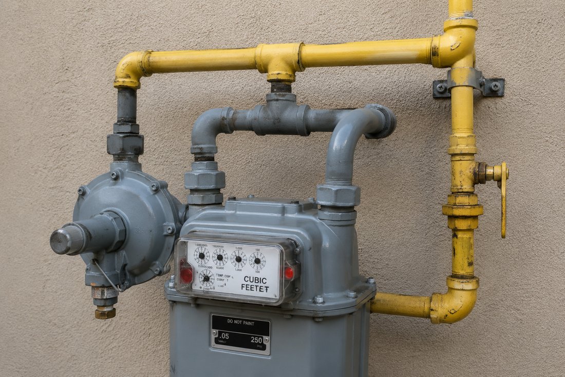 Residential gas line and meter